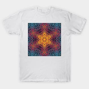 Digital Mandala Yellow Blue and Purple T-Shirt